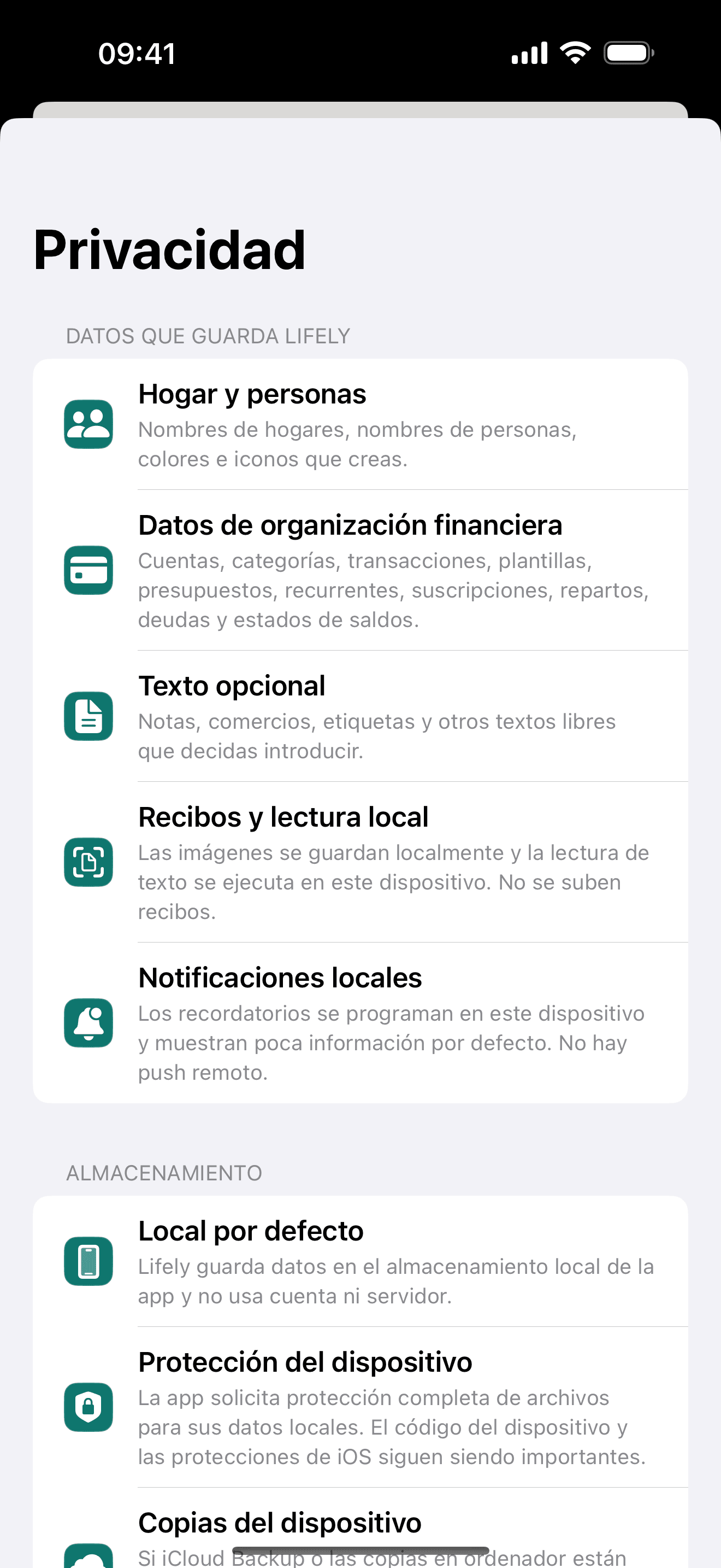 Lifely privacy screenshot